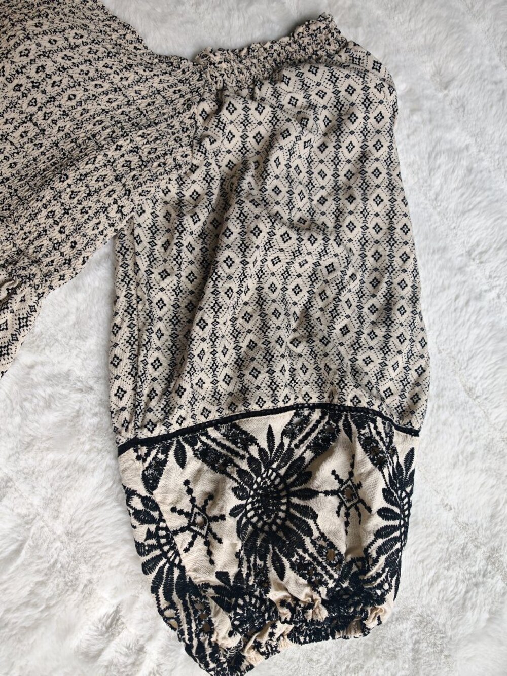 Tribal Femme French Oak Embroidered Mini Dress 2-Way Wear Boho Smocked Dress L - Picture 8 of 15